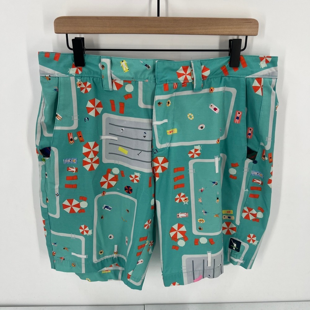 William Murray‎ "Water Hazard" Men's Size 32 Seafoam Green Hybrid Golf Shorts